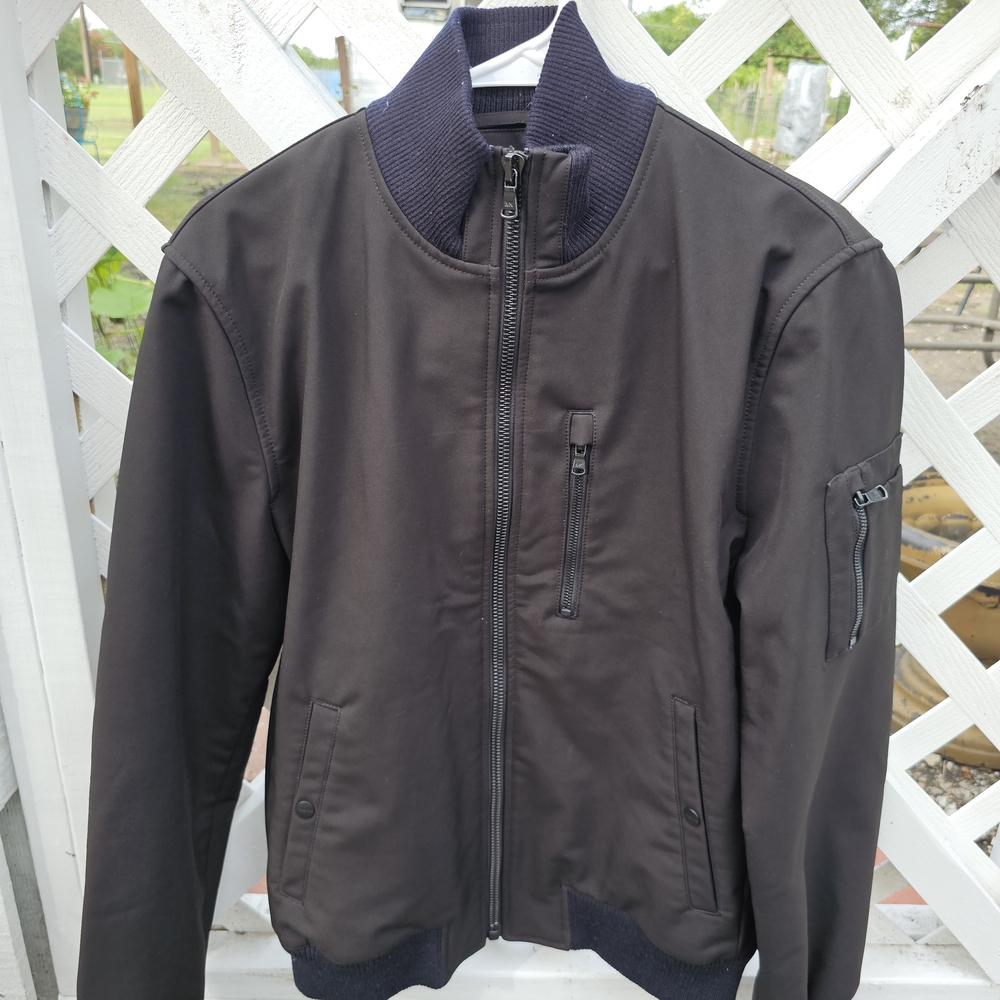 Michael Kors Black Bomber Jacket with Ribbed Cuffs